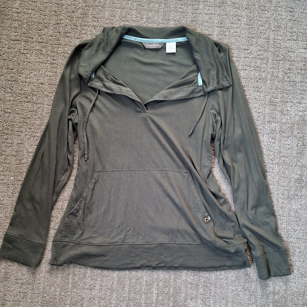 Tommy Bahama Spa Women's Casual V Neck Drawstring Sweatshirt - Large